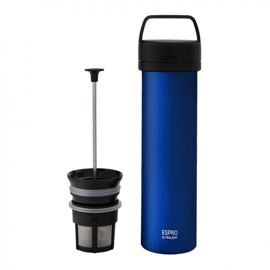 P0 Ultralight Travel Coffee Press, blau, 475 ml, Edelstahl von ESPRO