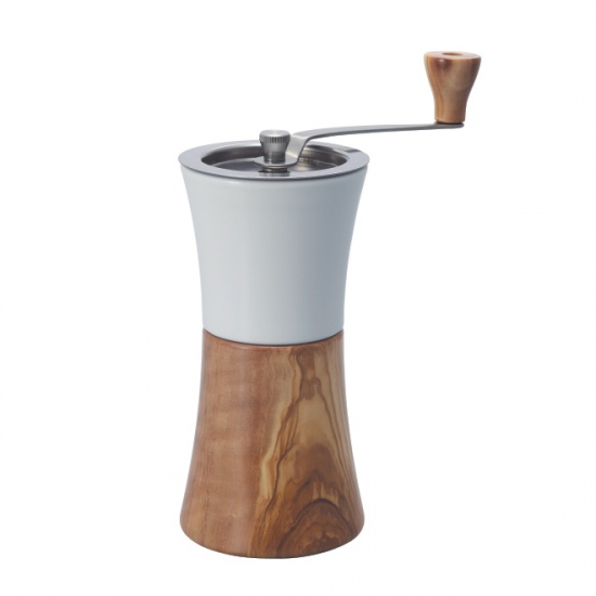 Kaffeemühle aus Keramik und Olivenholz von HARIO
