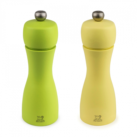 Pfeffer- + Salzmühle Tahiti Duo Frühling grün / gelb B-Ware 15 cm hoch von PEUGEOT