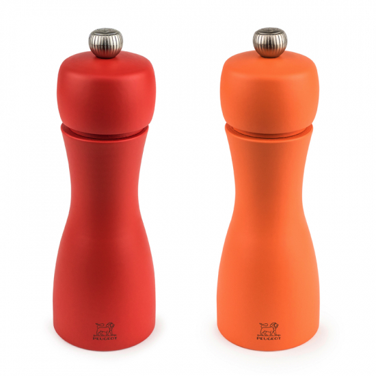 Pfeffer- + Salzmühle Tahiti Duo Herbst rot / orange 15 cm hoch von PEUGEOT