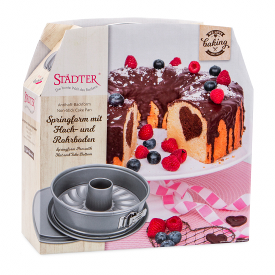 Springform mit Flachboden + Rohrboden 26 cm Durchmesser von STÄDTER „We love baking“