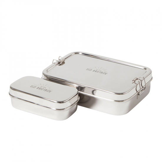 Brotbox XL 700 ml mit Snackbox aus Edelstahl B-Ware von ECO BROTBOX