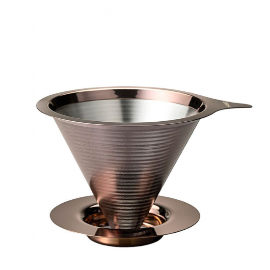 Kaffeefilter / Handfilter aus Edelstahl Pink Gold Größe 02 von HARIO