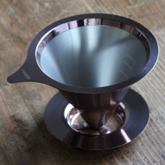 Kaffeefilter / Handfilter aus Edelstahl Pink Gold Größe 02 von HARIO