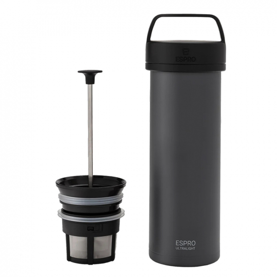 P0 Ultralight Travel Coffee Press, grau, 475 ml, Edelstahl von ESPRO