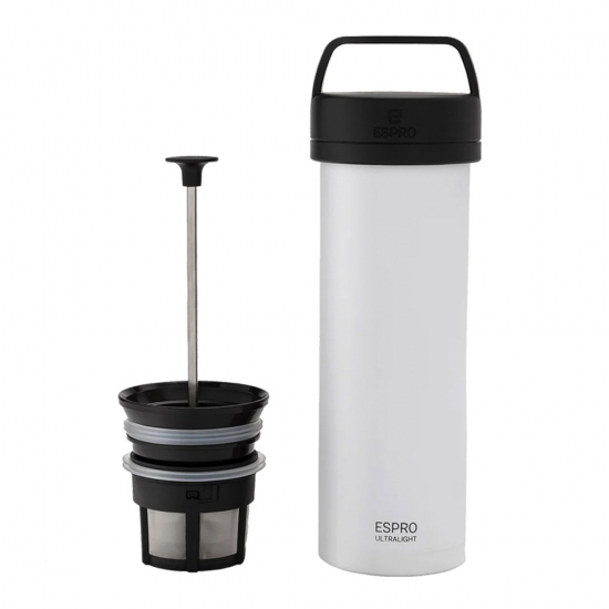 P0 Ultralight Travel Coffee Press, weiß, 475 ml, Edelstahl von ESPRO