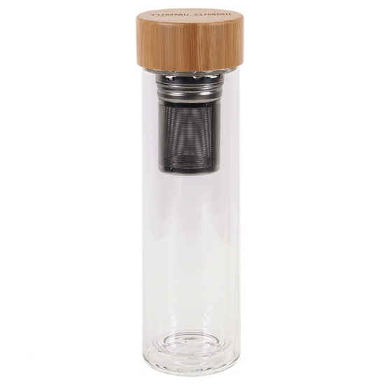 Wasserflasche mit Infuser 400 ml aus Glas / Bambus von YUMMII YUMMII