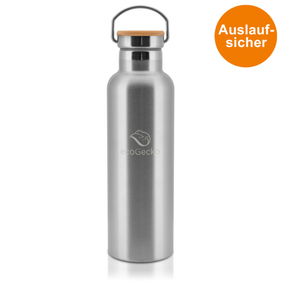 Thermosflasche 750 ml mit Bambusdeckel aus Edelstahl von ECOGECKO