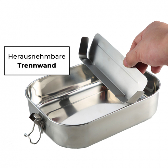Brotdose 1400 ml mit Trennsteg aus Edelstahl von ECOGECKO