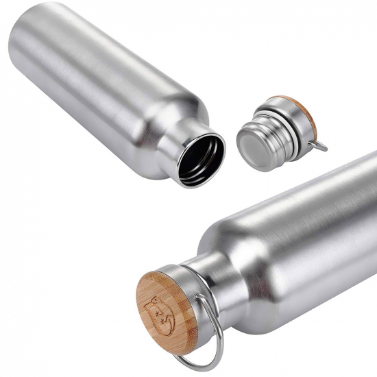Thermosflasche 750 ml mit Bambusdeckel aus Edelstahl von ECOGECKO