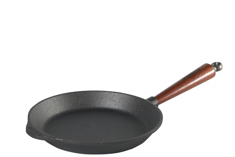 Bratpfanne 24 cm Gusseisen 0240T, flacher Rand / Griff Buche B-Ware von SKEPPSHULT