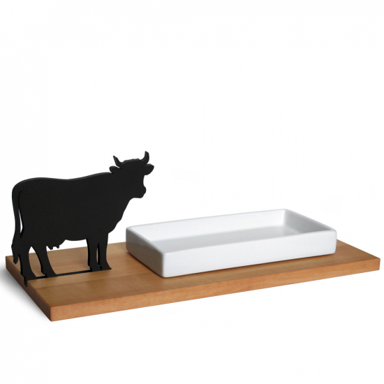 Keksschale Kuh aus Holz / Porzellan 27 cm von SIDE BY SIDE