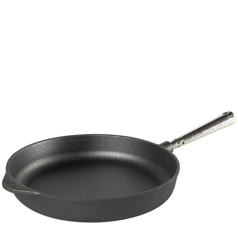 Servier- und Bratpfanne 28 cm aus Gusseisen 0005 mit Edelstahlgriff, hoher Rand von SKEPPSHULT