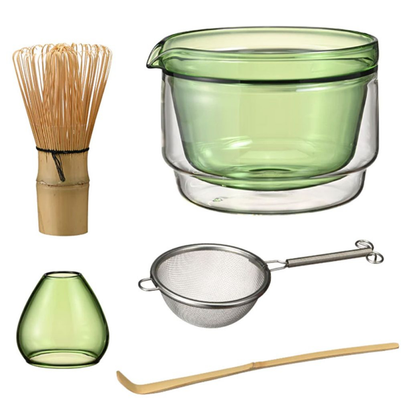 Matchatee-Set grün 5-teilig, Glas / Bambus / Edelstahl von HARIO