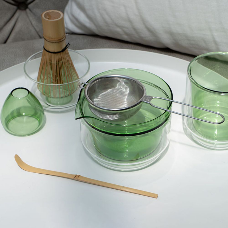 Matchatee-Set grün 5-teilig, Glas / Bambus / Edelstahl von HARIO