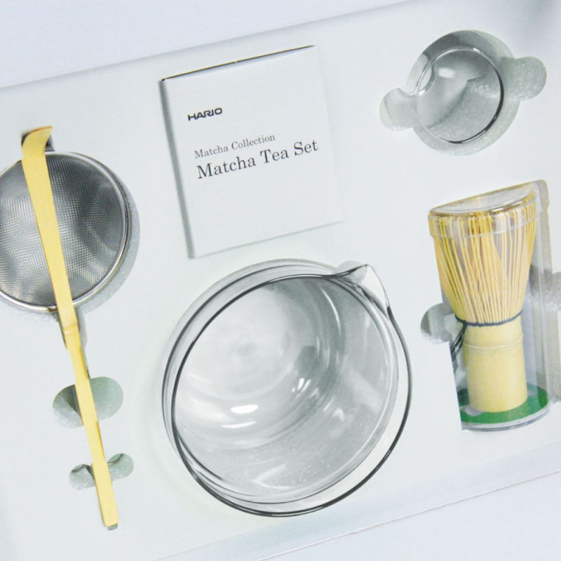 Matchatee-Set transparent, 5-teilig, Glas / Bambus / Edelstahl von HARIO