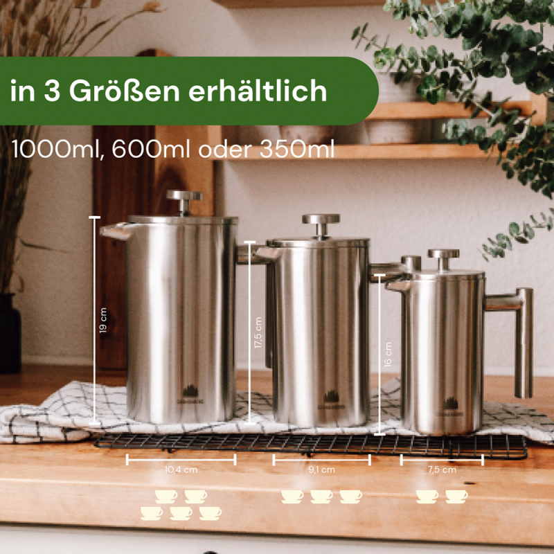 French Press, 1000 ml, Edelstahl, von GRØNENBERG
