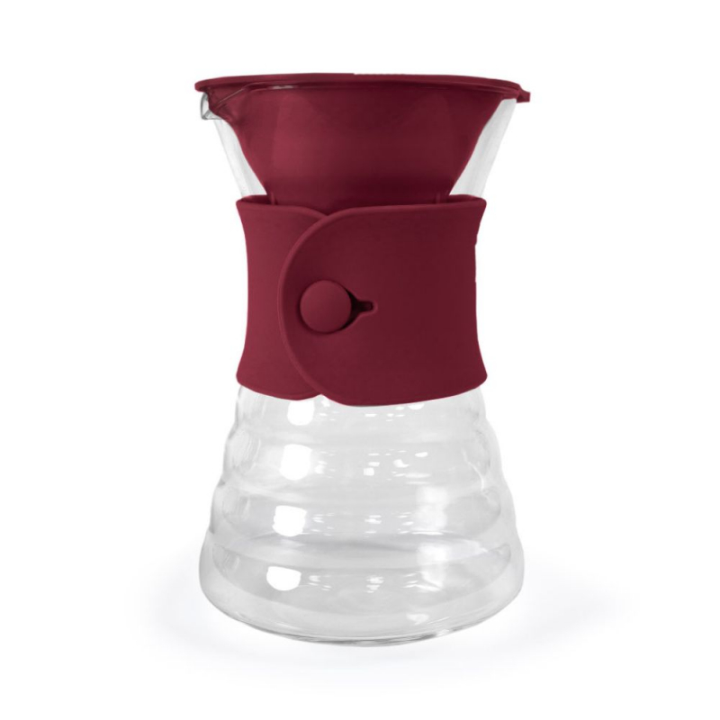 V60-Drip-Dekanter cranberryfarben aus Glas 700 ml von HARIO