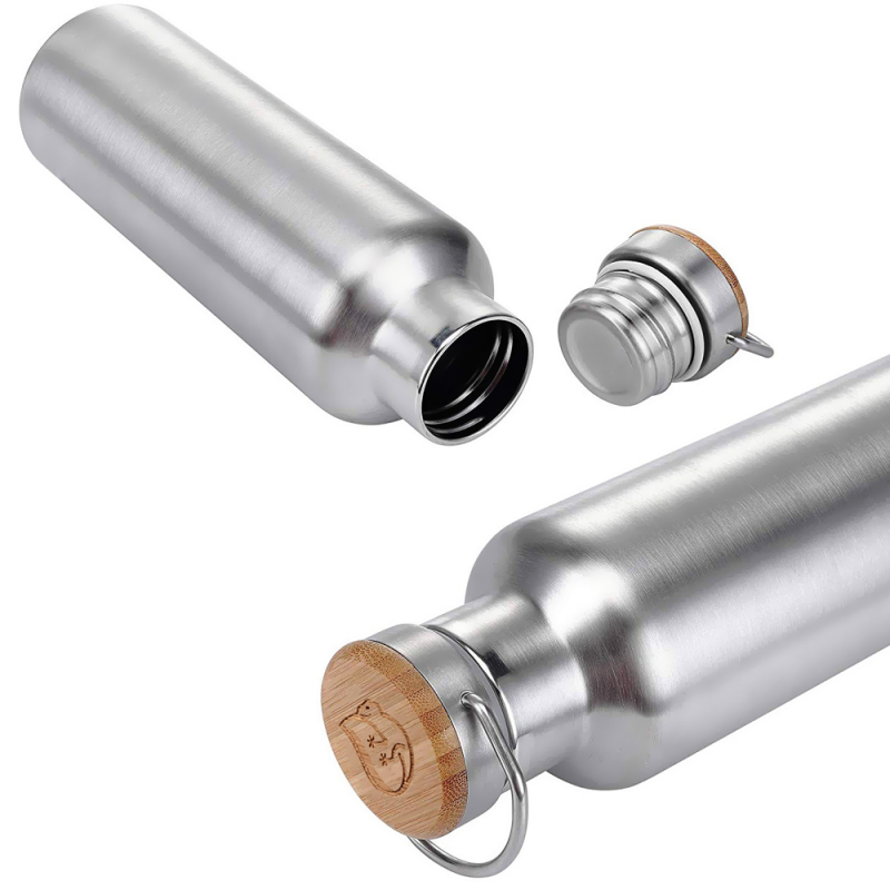 Thermosflasche 750 ml mit Bambusdeckel aus Edelstahl von ECOGECKO
