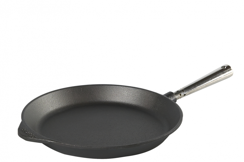 Bratpfanne 28 cm aus Gusseisen 0280 mit Edelstahlgriff, flacher Rand von SKEPPSHULT
